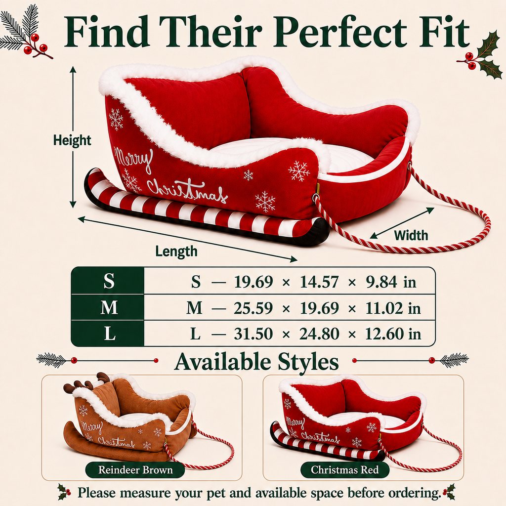 Christmas sleigh dog bed product details