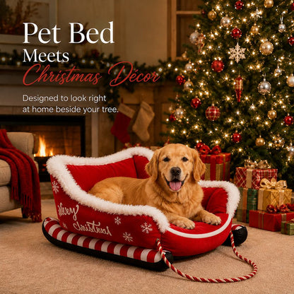 Christmas dog bed with raised cushioned sides