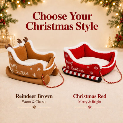 Christmas sleigh pet bed style details