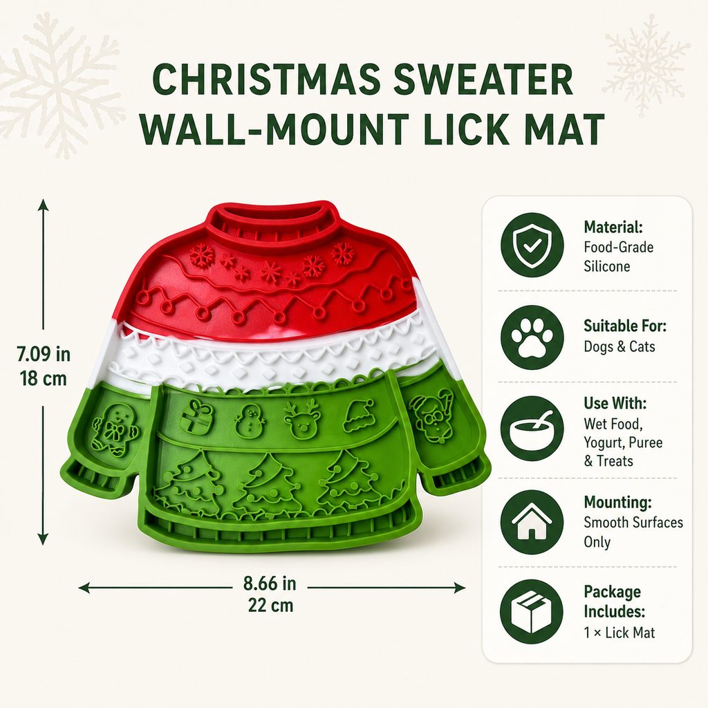 Christmas sweater wall-mount lick mat size guide