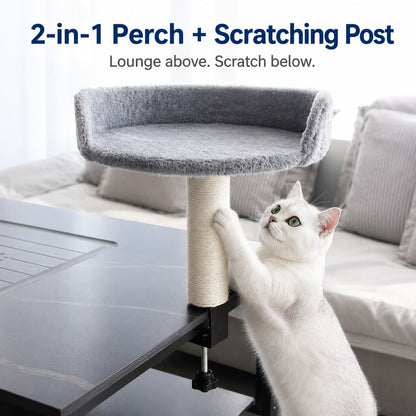 Paws in Awe Clamp-On Cat Perch for Home Office Desks - Space-Saving Cat Bed with Sisal Scratching Post image 5