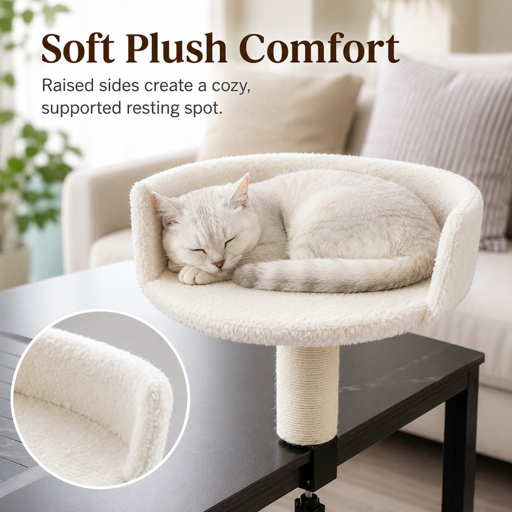 Paws in Awe Clamp-On Cat Perch for Home Office Desks - Space-Saving Cat Bed with Sisal Scratching Post image 8