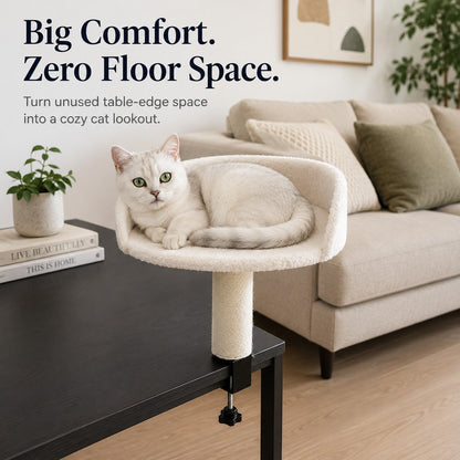 Paws in Awe Clamp-On Cat Perch for Home Office Desks - Space-Saving Cat Bed with Sisal Scratching Post image 4