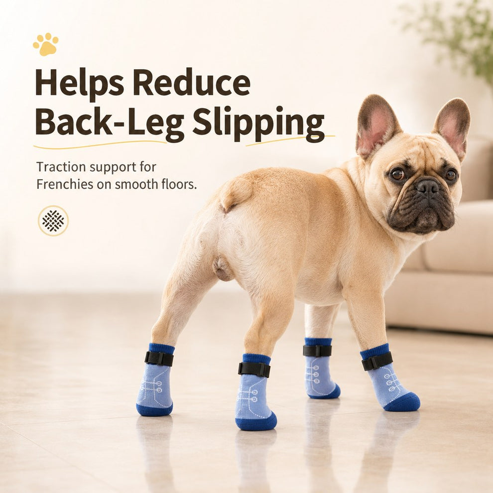 Paws in Awe French Bulldog Non-Slip Socks for Tile & Hardwood Floors - Helps Reduce Back-Leg Slipping, 4-Pack image 5