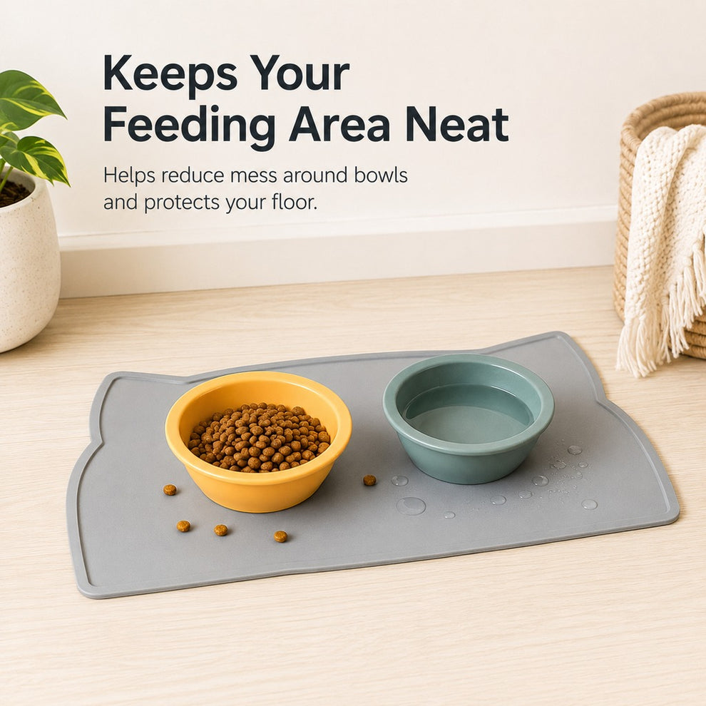 Paws in Awe Raised-Edge Silicone Pet Feeding Mat for Cats & Dogs - Keeps Floors Clean at Mealtime image 4