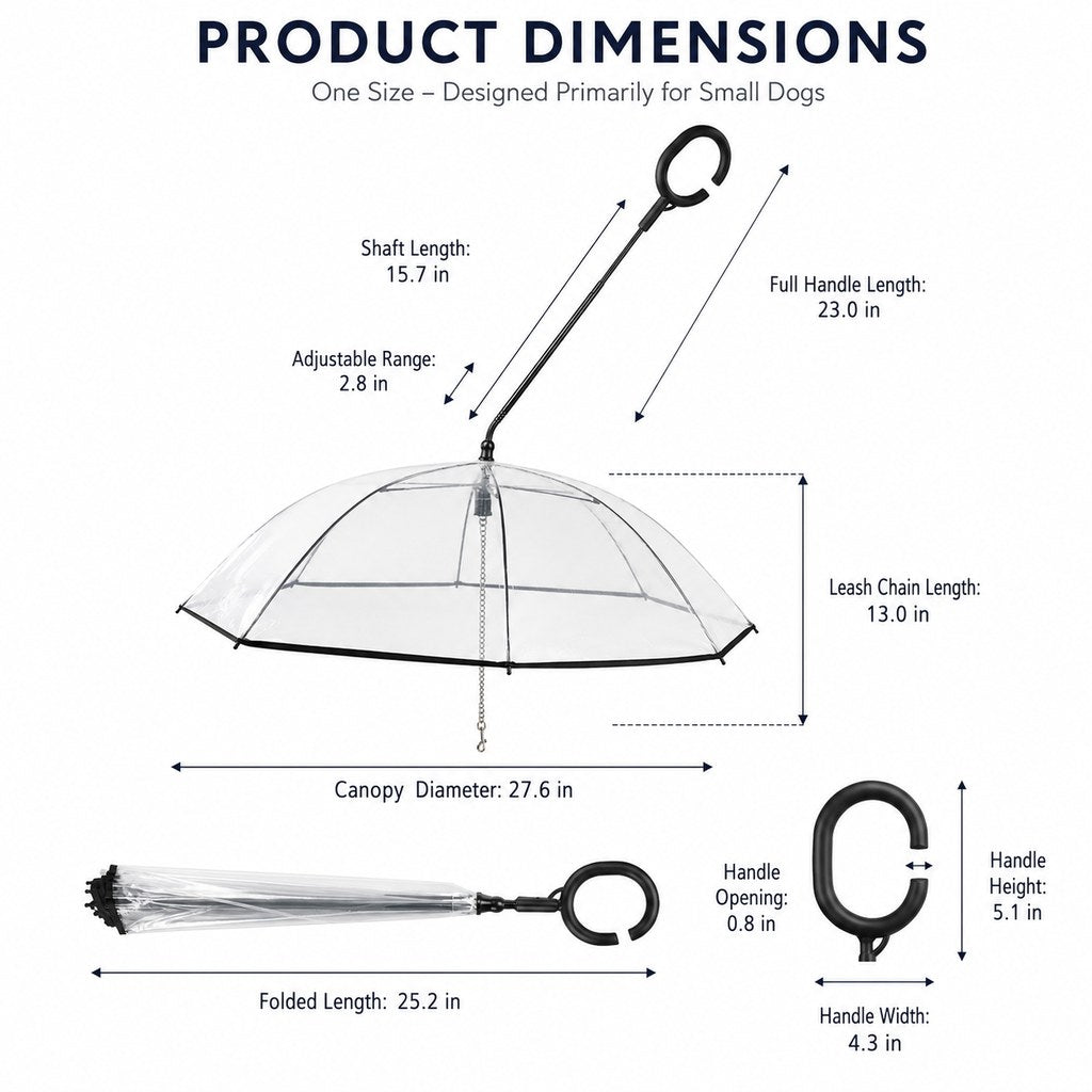 Clear dog umbrella product dimensions for small dogs