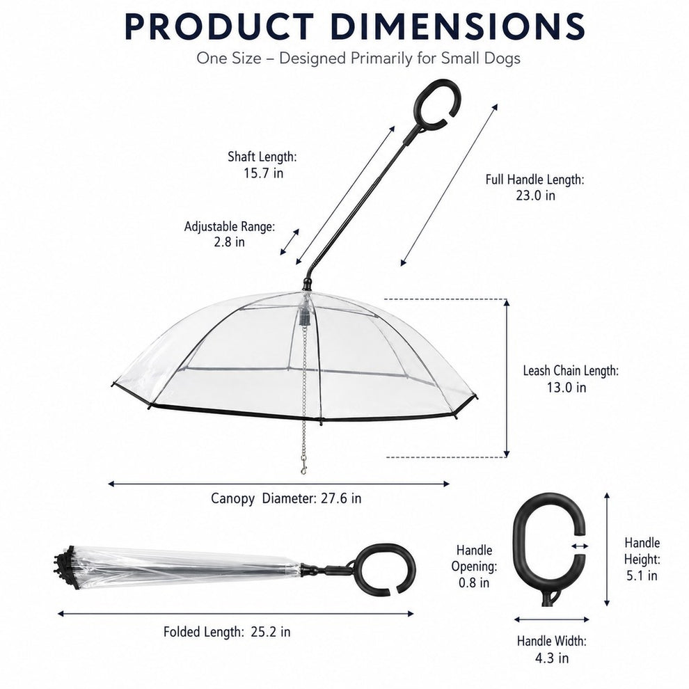 Clear dog umbrella product dimensions for small dogs