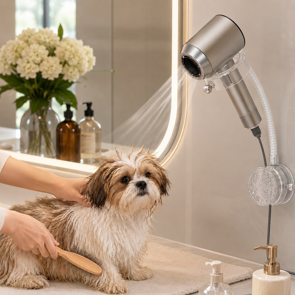 Clear pet hair dryer holder color option