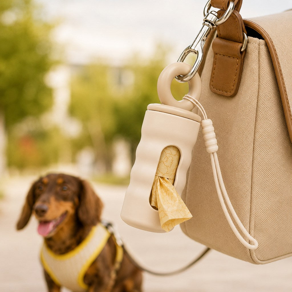 Paws in Awe Clip-On Dog Poop Bag Dispenser for Daily Walks - Compact Leash Waste Bag Holder That Keeps Bags Ready image 1