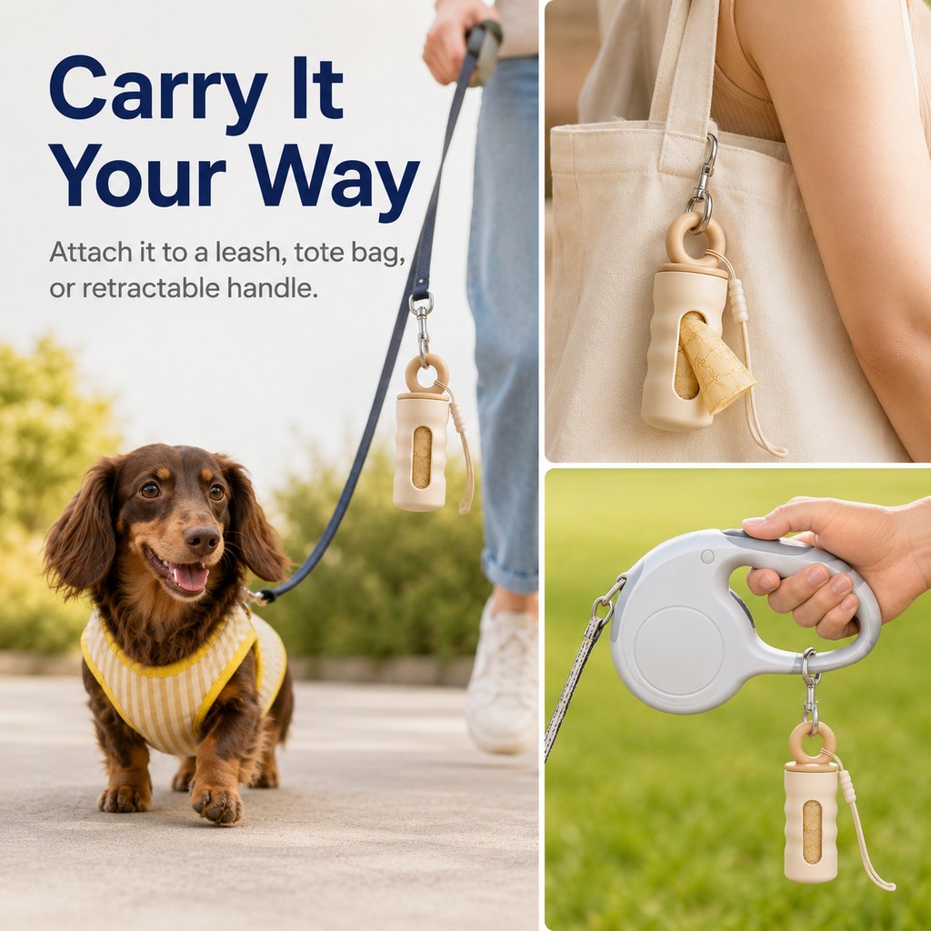 Paws in Awe Clip-On Dog Poop Bag Dispenser for Daily Walks - Compact Leash Waste Bag Holder That Keeps Bags Ready image 7