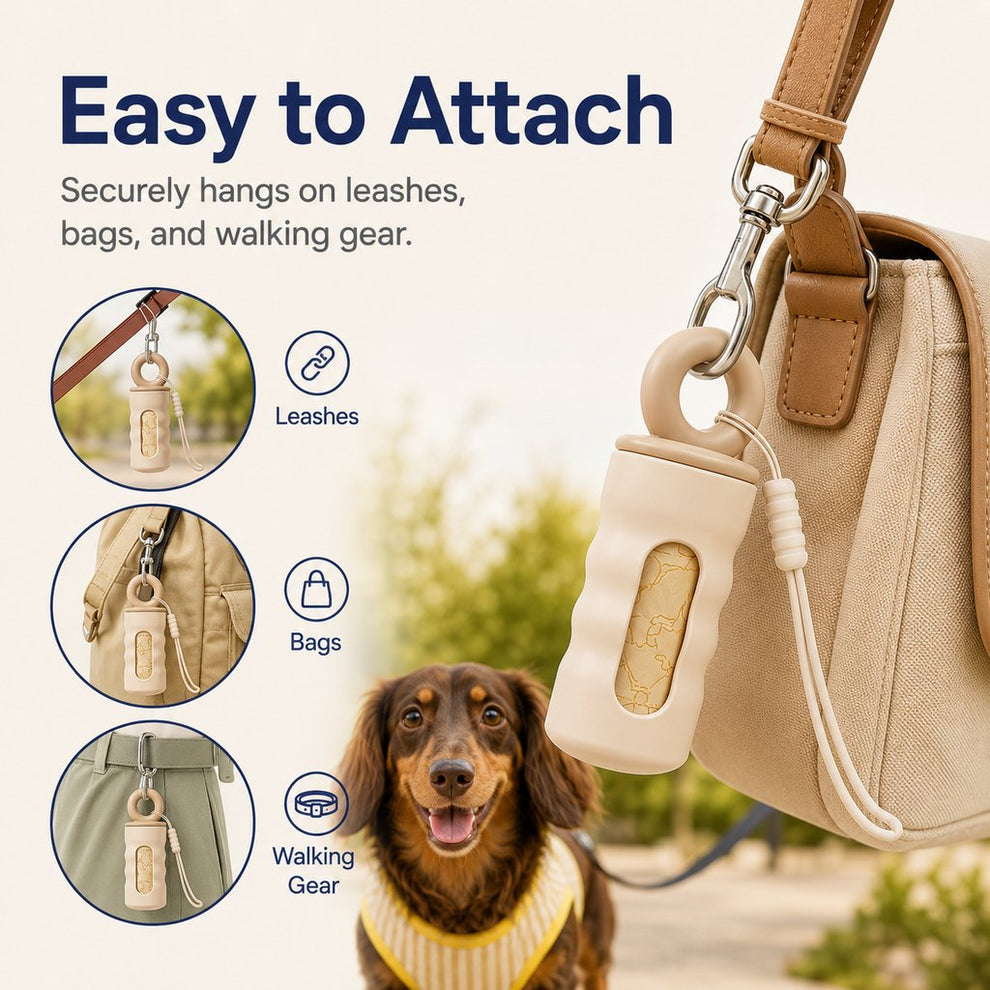 Paws in Awe Clip-On Dog Poop Bag Dispenser for Daily Walks - Compact Leash Waste Bag Holder That Keeps Bags Ready image 3