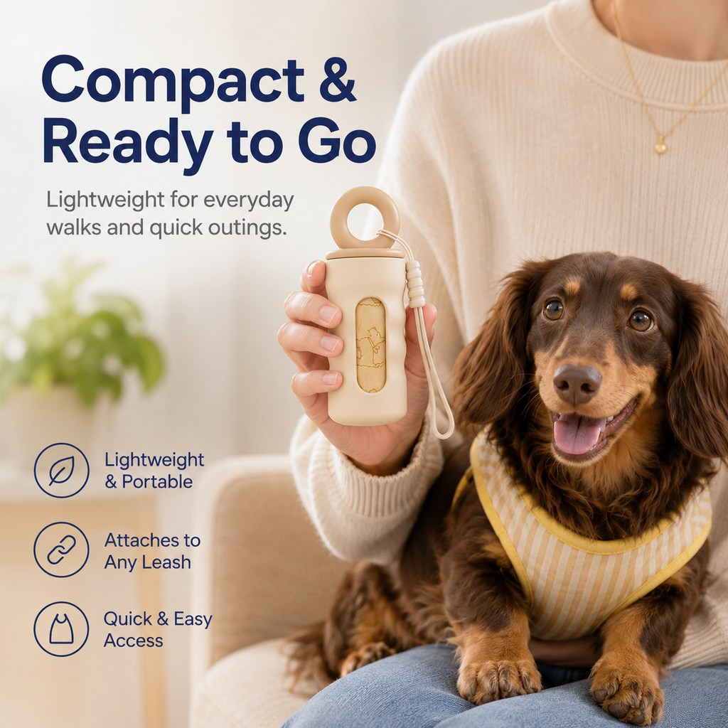 Paws in Awe Clip-On Dog Poop Bag Dispenser for Daily Walks - Compact Leash Waste Bag Holder That Keeps Bags Ready image 4