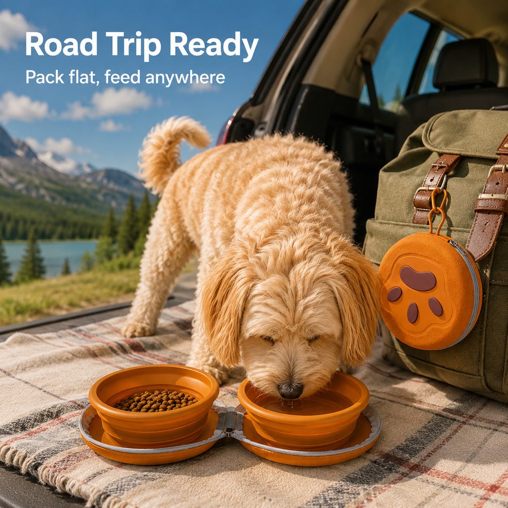 collapsible dog cat travel bowl road trips