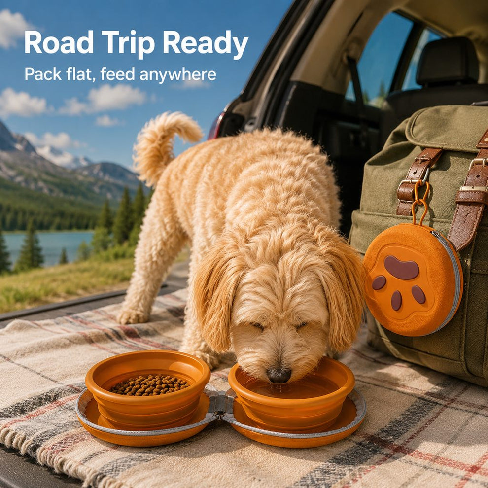 collapsible dog cat travel bowl road trips