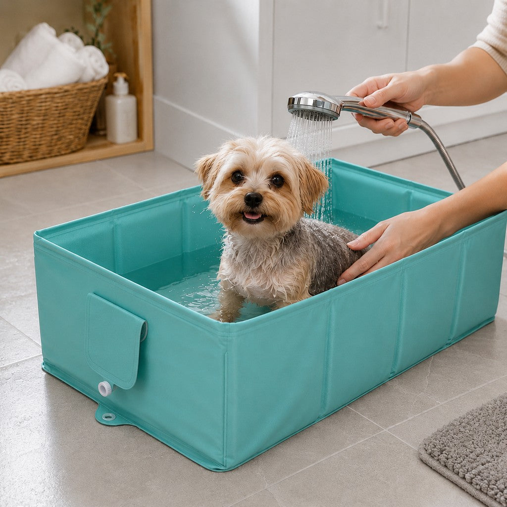 Collapsible Pet Bathtub with Drain Plug for Cats & Small Dogs - Easy At-Home Baths, Folds Flat for Storage image 11