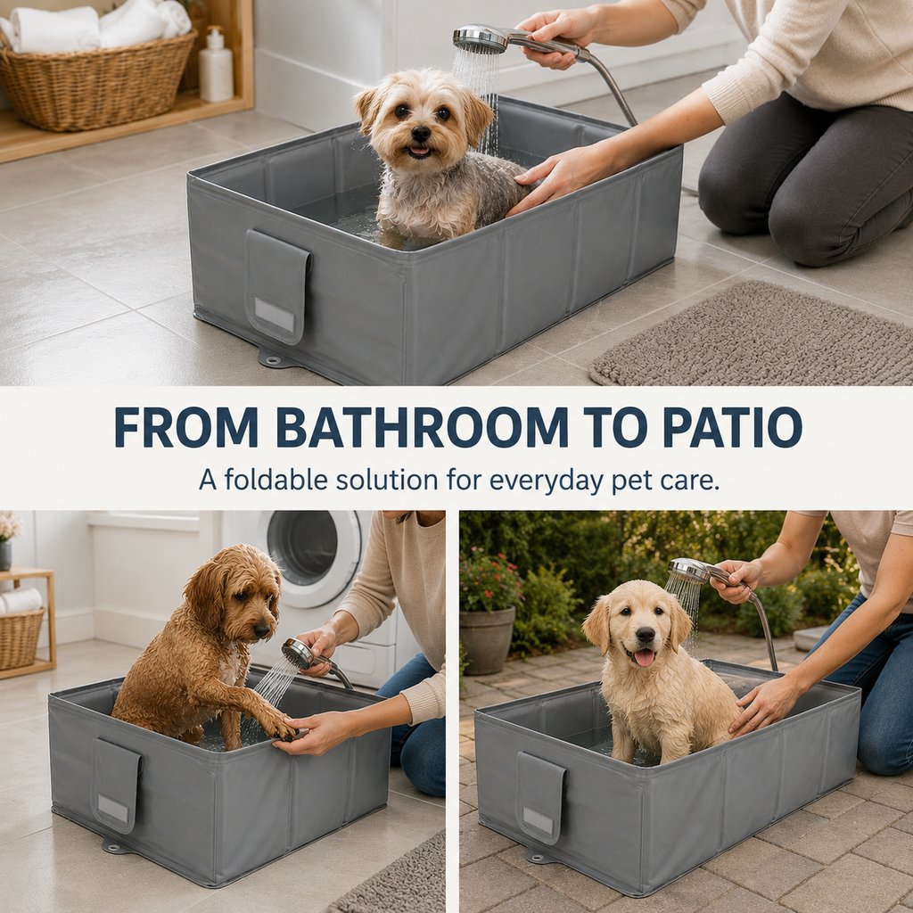 Collapsible Pet Bathtub with Drain Plug for Cats & Small Dogs - Easy At-Home Baths, Folds Flat for Storage image 7