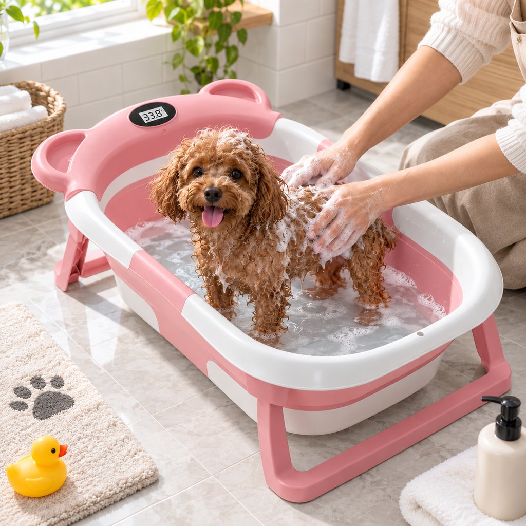 Blush Pink collapsible pet bathtub Tub Only option