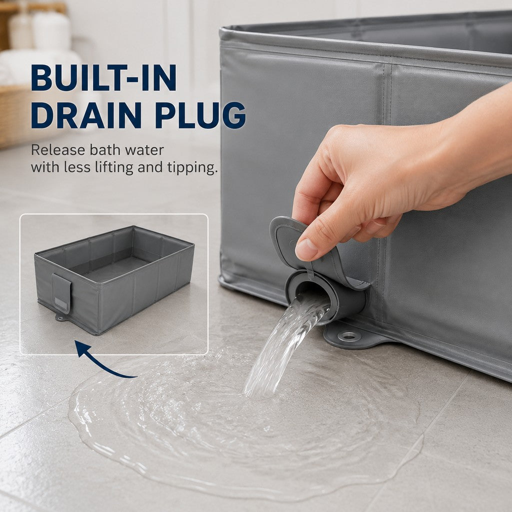 Collapsible Pet Bathtub with Drain Plug for Cats & Small Dogs - Easy At-Home Baths, Folds Flat for Storage image 4