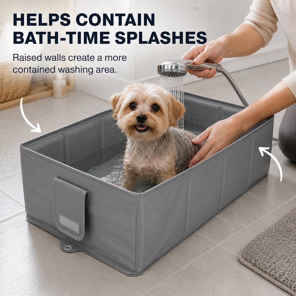 Collapsible Pet Bathtub with Drain Plug for Cats & Small Dogs - Easy At-Home Baths, Folds Flat for Storage image 3