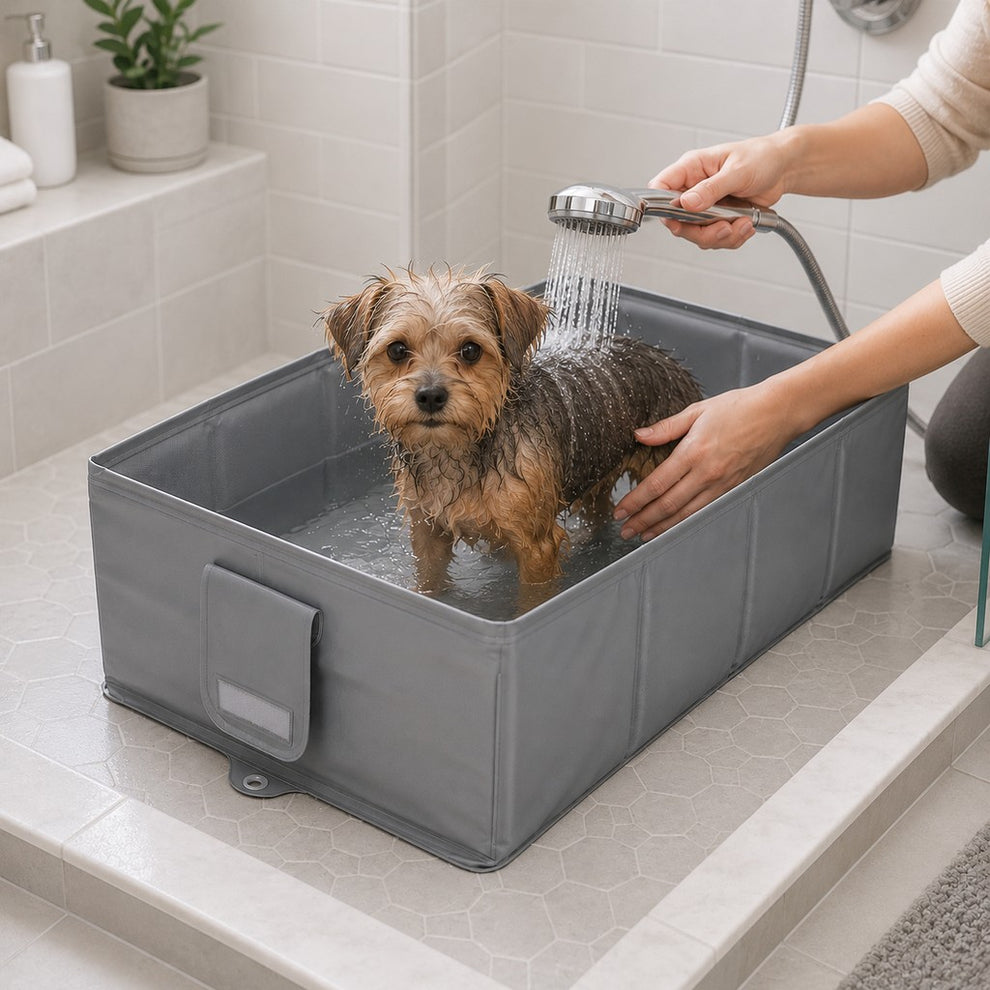 Collapsible Pet Bathtub with Drain Plug for Cats & Small Dogs - Easy At-Home Baths, Folds Flat for Storage image 5