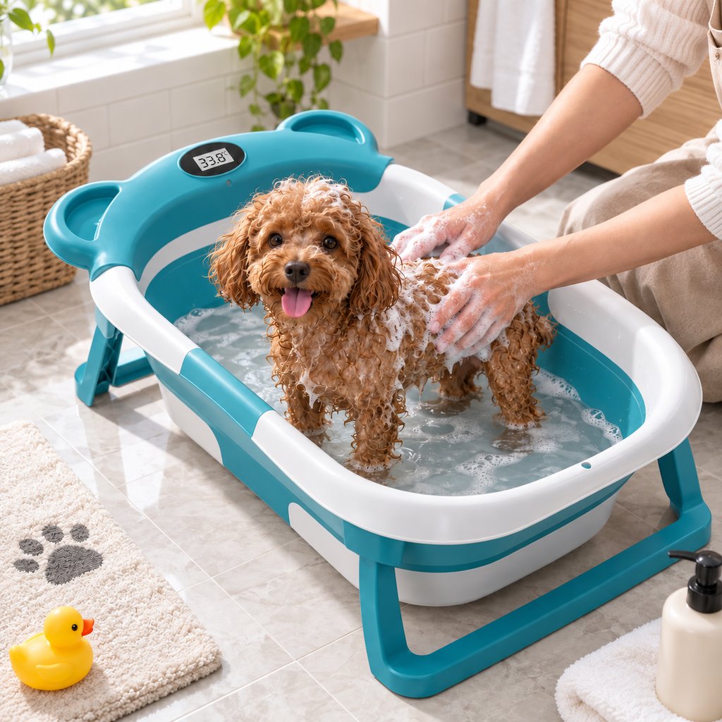 Teal collapsible pet bathtub Tub Only option