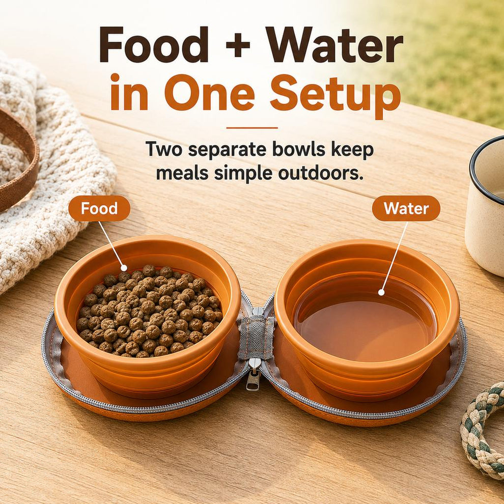 Paws in Awe Paw-Shaped Collapsible Pet Travel Bowl Set for Walks, Camping & Road Trips - Feed Anywhere Without Bulky Bowls image 4