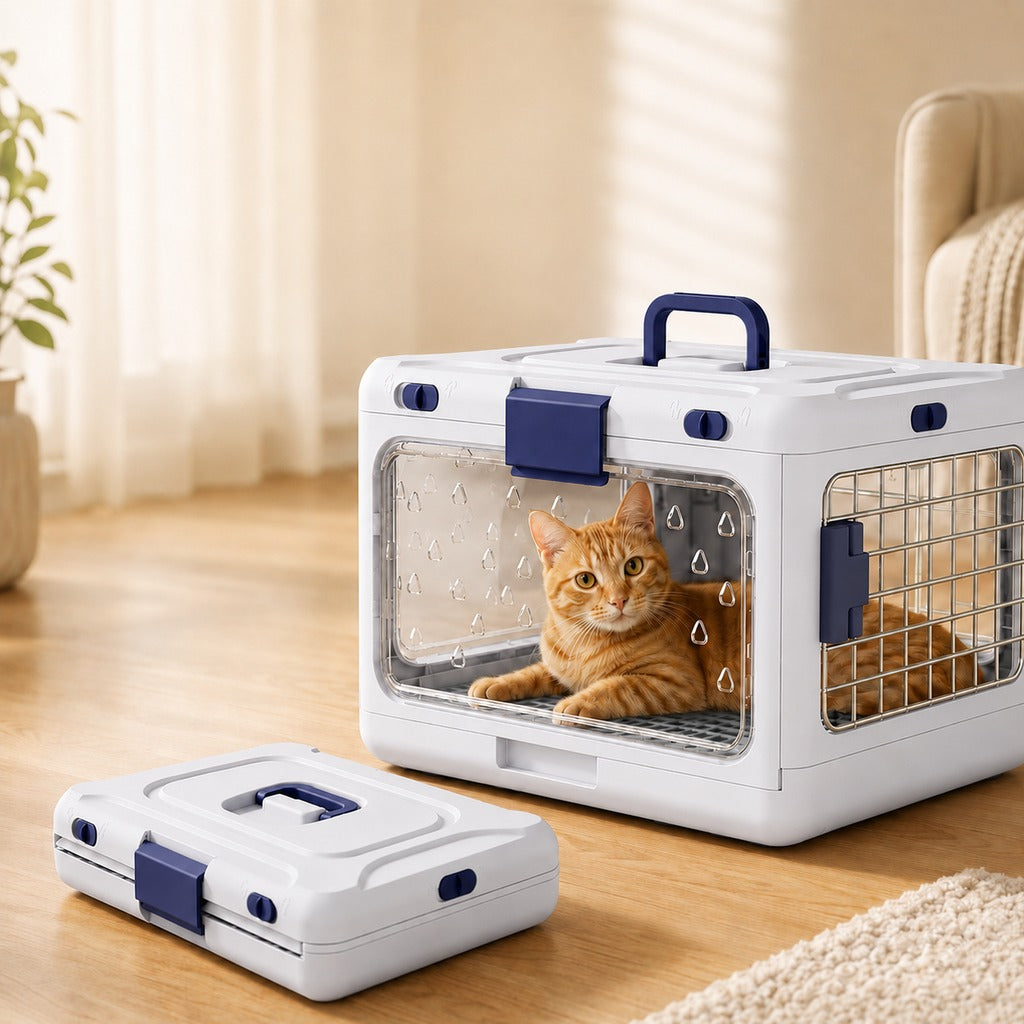 Paws in Awe Collapsible Pet Travel Carrier for Vet Visits & Road Trips - Fold-Flat Hard Crate That Saves Space image 13