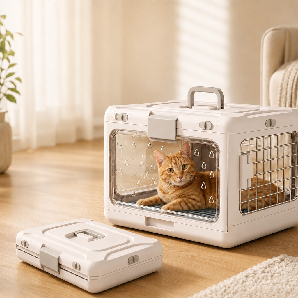 Paws in Awe Collapsible Pet Travel Carrier for Vet Visits & Road Trips - Fold-Flat Hard Crate That Saves Space image 11