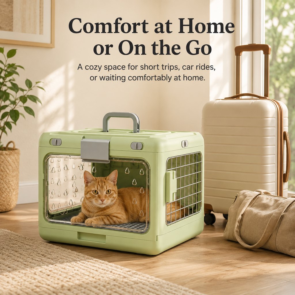 Paws in Awe Collapsible Pet Travel Carrier for Vet Visits & Road Trips - Fold-Flat Hard Crate That Saves Space image 9