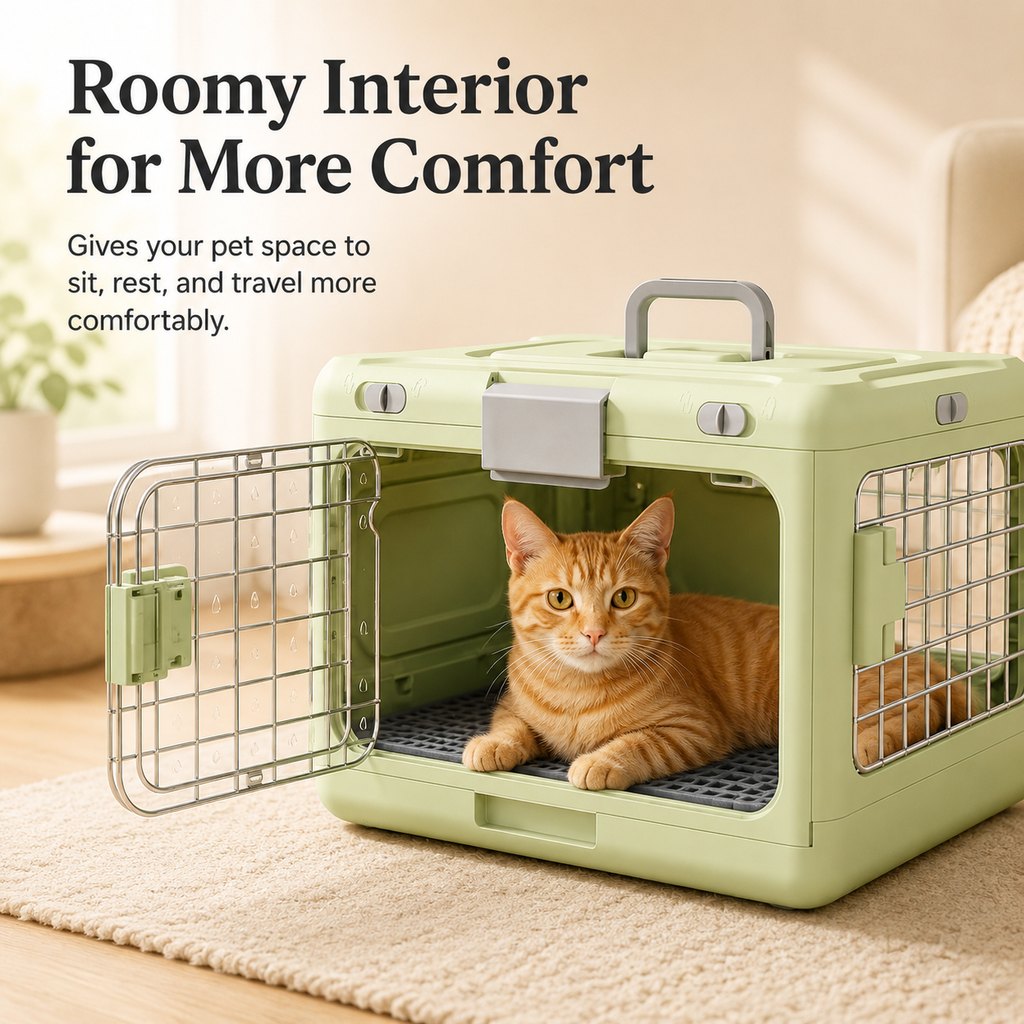 Paws in Awe Collapsible Pet Travel Carrier for Vet Visits & Road Trips - Fold-Flat Hard Crate That Saves Space image 2