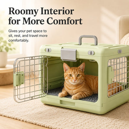 Paws in Awe Collapsible Pet Travel Carrier for Vet Visits & Road Trips - Fold-Flat Hard Crate That Saves Space image 2