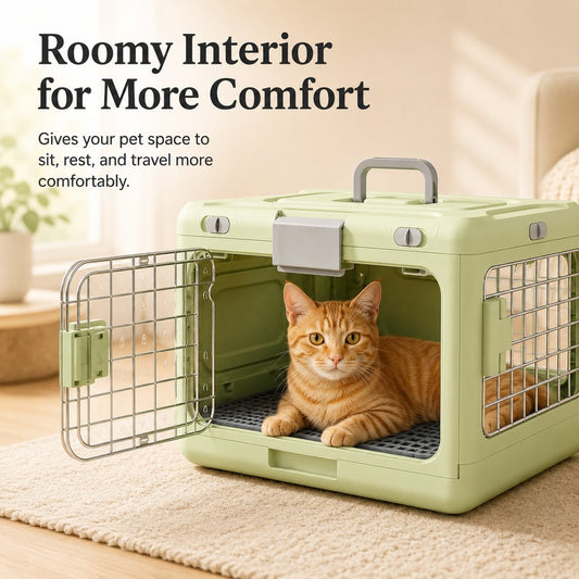 Paws in Awe Collapsible Pet Travel Carrier for Vet Visits & Road Trips - Fold-Flat Hard Crate That Saves Space image 2
