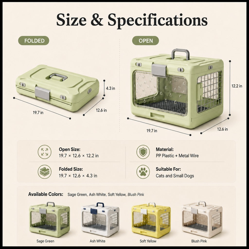 Paws in Awe Collapsible Pet Travel Carrier for Vet Visits & Road Trips - Fold-Flat Hard Crate That Saves Space image 10