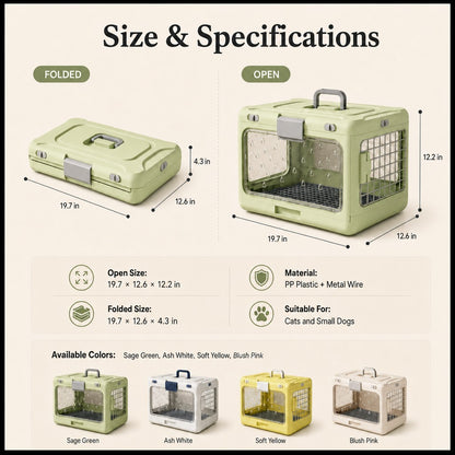 Paws in Awe Collapsible Pet Travel Carrier for Vet Visits & Road Trips - Fold-Flat Hard Crate That Saves Space image 10