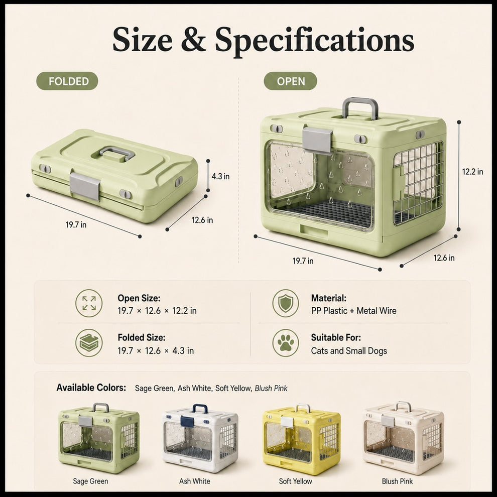 Paws in Awe Collapsible Pet Travel Carrier for Vet Visits & Road Trips - Fold-Flat Hard Crate That Saves Space image 10