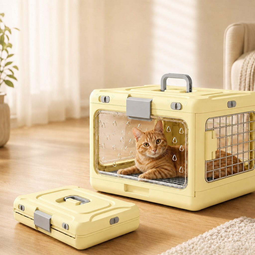 Paws in Awe Collapsible Pet Travel Carrier for Vet Visits & Road Trips - Fold-Flat Hard Crate That Saves Space image 12