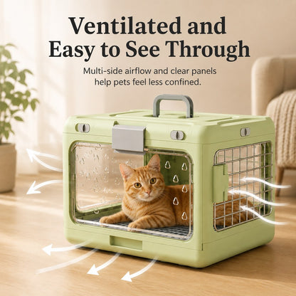 Paws in Awe Collapsible Pet Travel Carrier for Vet Visits & Road Trips - Fold-Flat Hard Crate That Saves Space image 7
