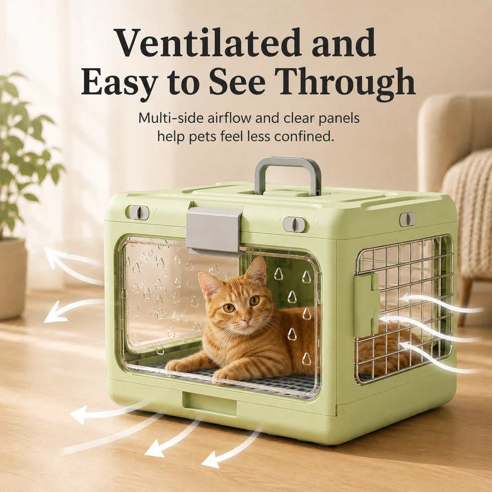 Paws in Awe Collapsible Pet Travel Carrier for Vet Visits & Road Trips - Fold-Flat Hard Crate That Saves Space image 7
