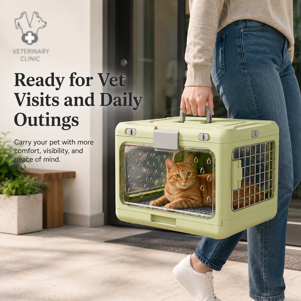Paws in Awe Collapsible Pet Travel Carrier for Vet Visits & Road Trips - Fold-Flat Hard Crate That Saves Space image 3