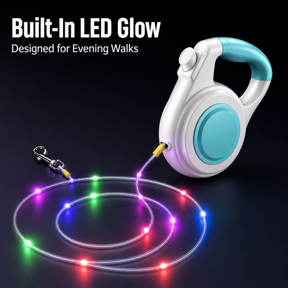 Paws in Awe Rechargeable Light-Up Retractable Dog Leash for Night Walks - Helps Small Dogs Stay Visible & Easy to Control image 3