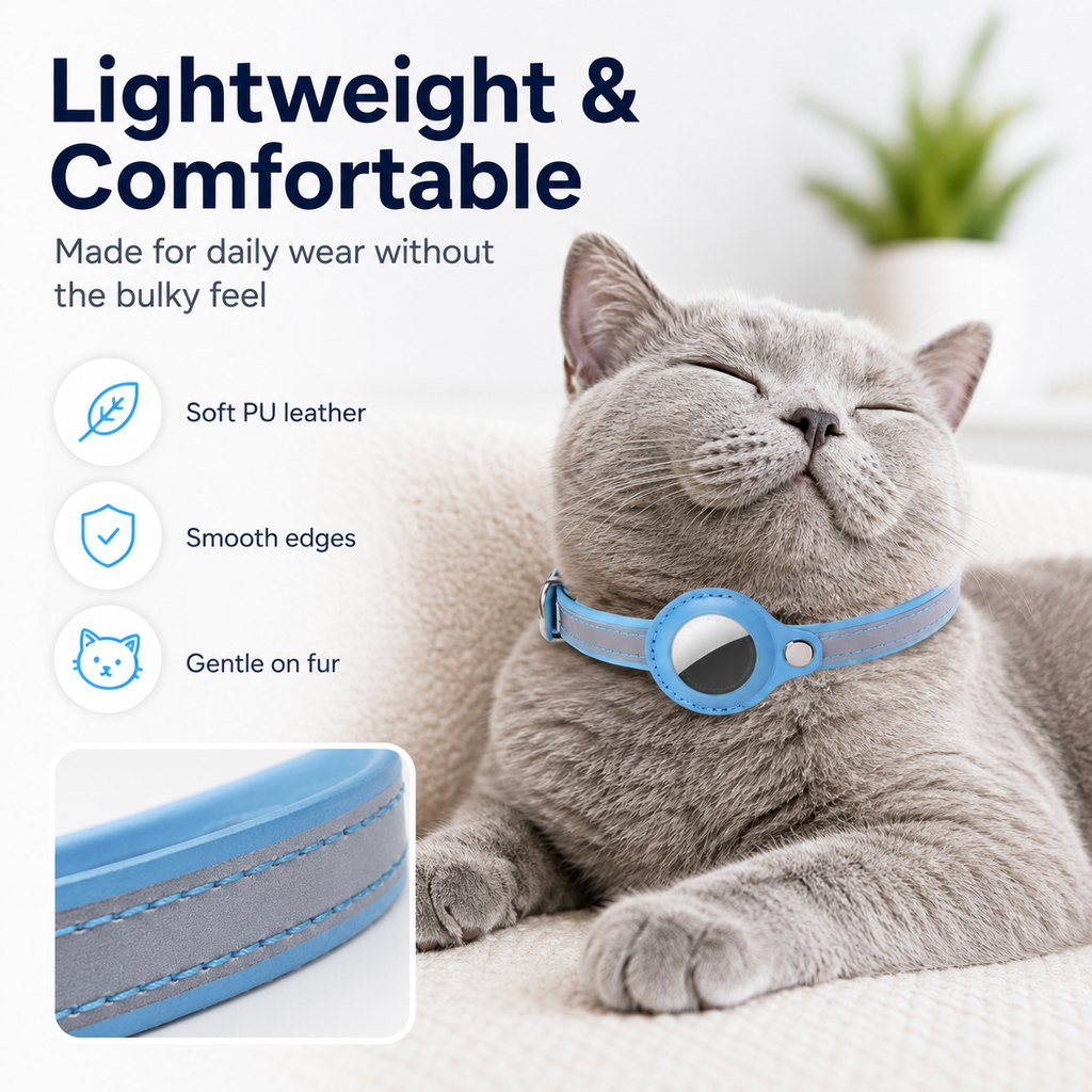 Paws in Awe AirTag-Compatible Reflective Pet Tracking Collar for Cats & Small Dogs - Secure Holder for Outdoor Adventures & Night Visibility image 6
