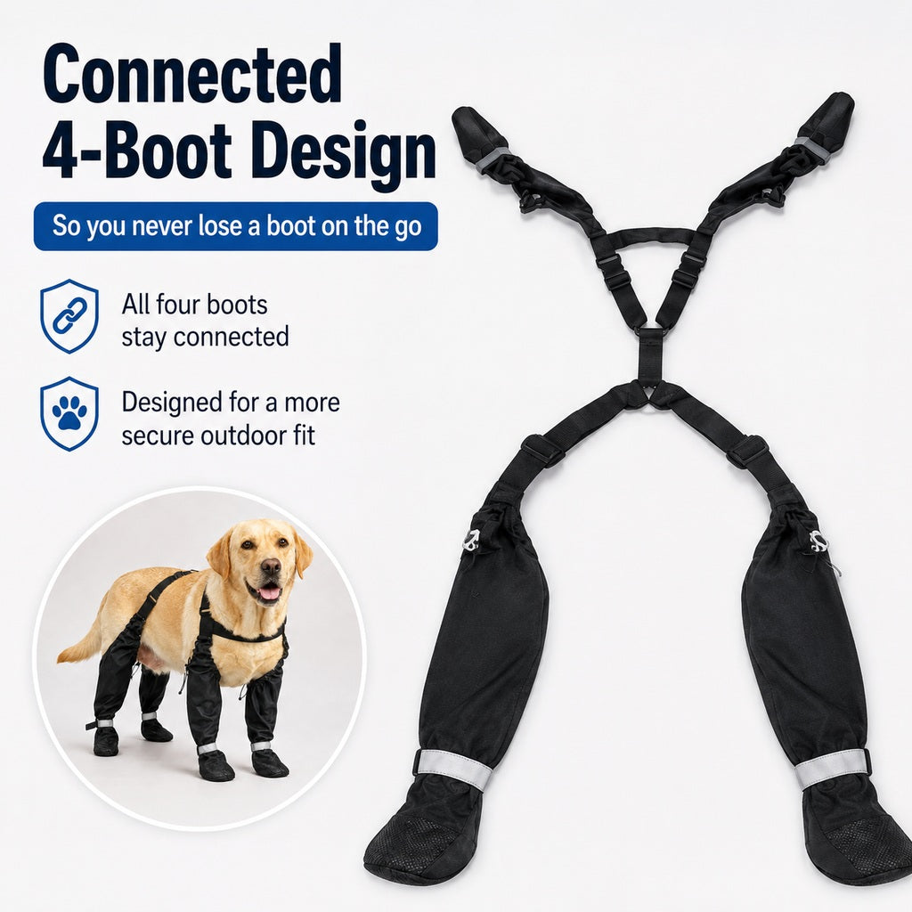 Paws in Awe 4-in-1 Connected Dog Boots for Rainy Walks - Water-Resistant Paw & Leg Protection for Mud & Dirt image 5