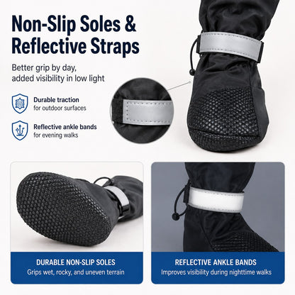 Paws in Awe 4-in-1 Connected Dog Boots for Rainy Walks - Water-Resistant Paw & Leg Protection for Mud & Dirt image 7