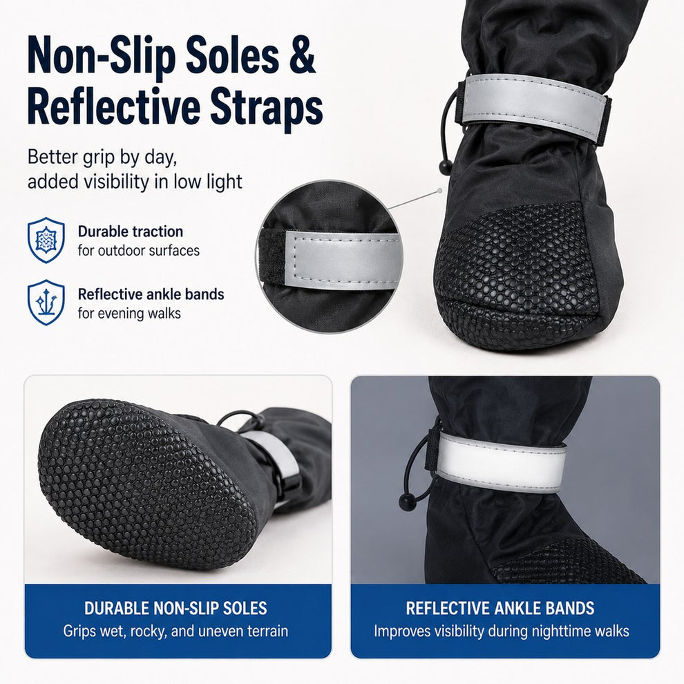 Paws in Awe 4-in-1 Connected Dog Boots for Rainy Walks - Water-Resistant Paw & Leg Protection for Mud & Dirt image 7