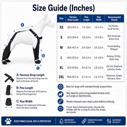 Paws in Awe 4-in-1 Connected Dog Boots for Rainy Walks - Water-Resistant Paw & Leg Protection for Mud & Dirt image 9