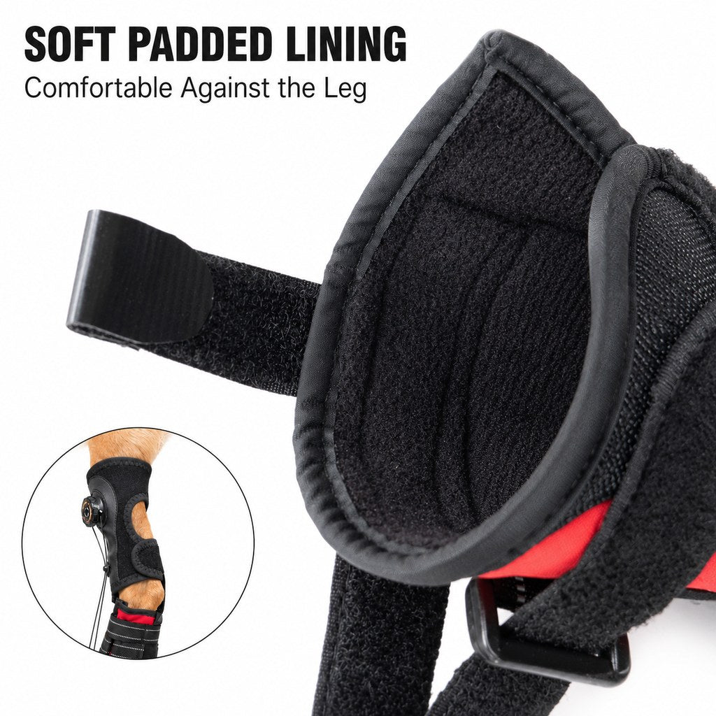 Connected leg to paw support system for dogs