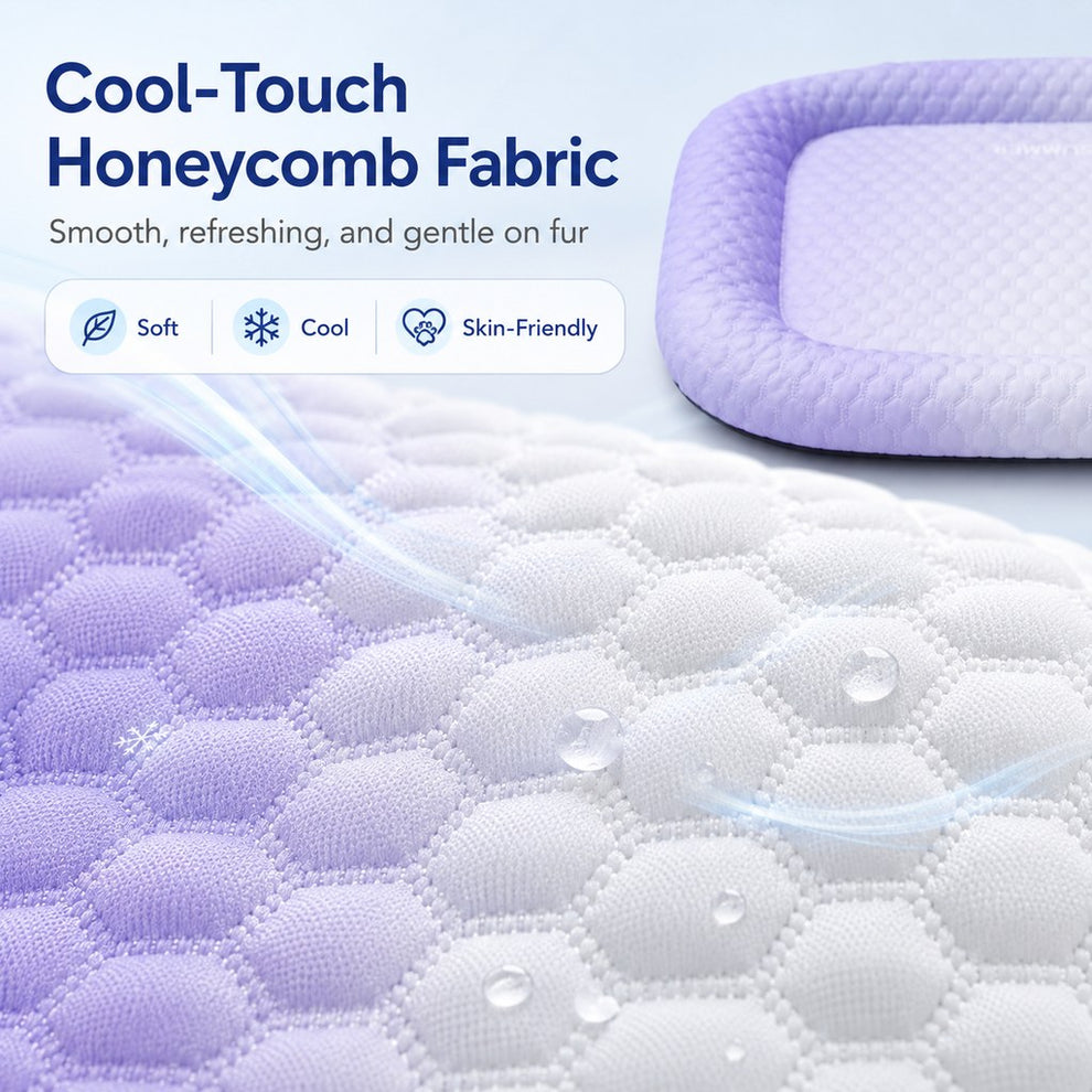 Paws in Awe Cool-Touch Gradient Pet Cooling Bed for Summer Naps - Breathable Bolster Rest Mat for Cats & Small Dogs image 4