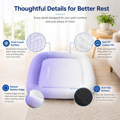 Paws in Awe Cool-Touch Gradient Pet Cooling Bed for Summer Naps - Breathable Bolster Rest Mat for Cats & Small Dogs image 8