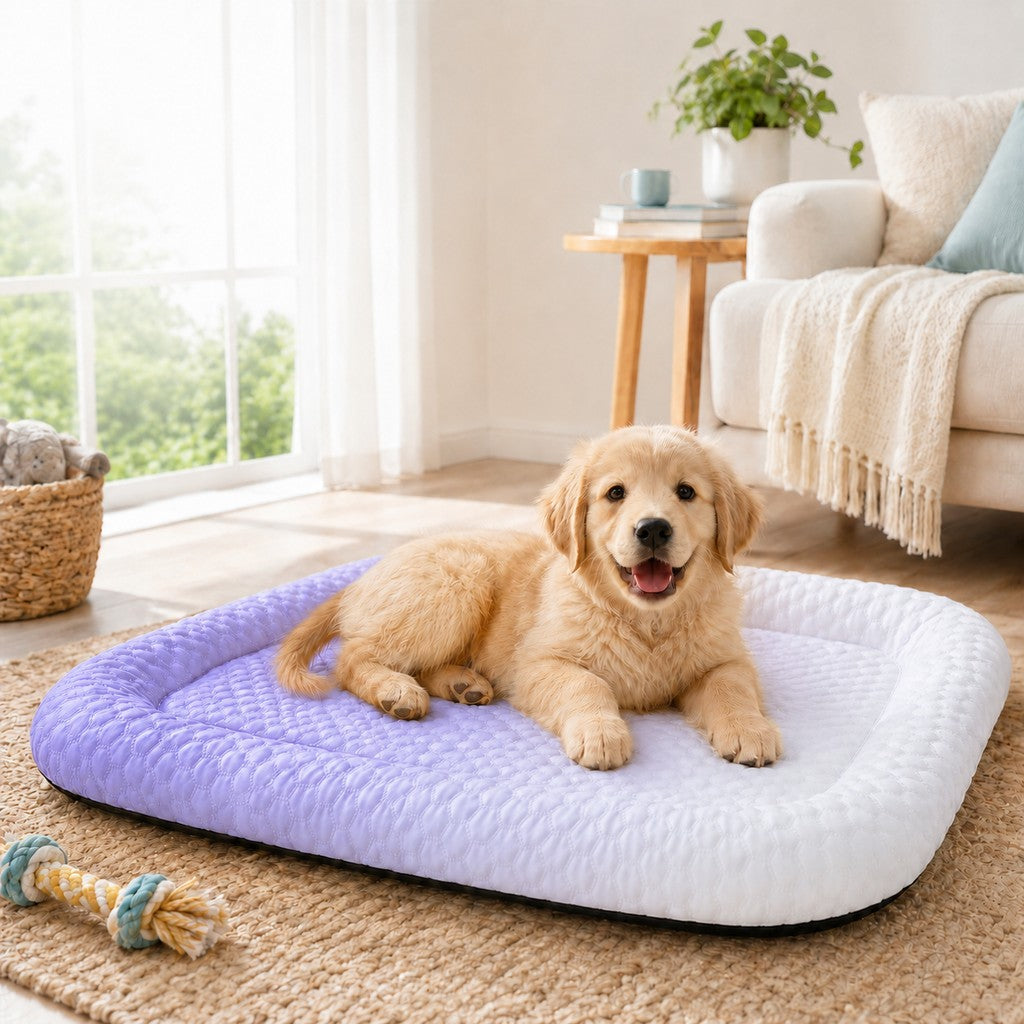 Paws in Awe Cool-Touch Gradient Pet Cooling Bed for Summer Naps - Breathable Bolster Rest Mat for Cats & Small Dogs image 1