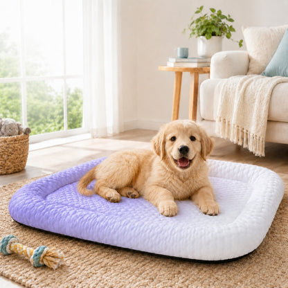 Paws in Awe Cool-Touch Gradient Pet Cooling Bed for Summer Naps - Breathable Bolster Rest Mat for Cats & Small Dogs image 1